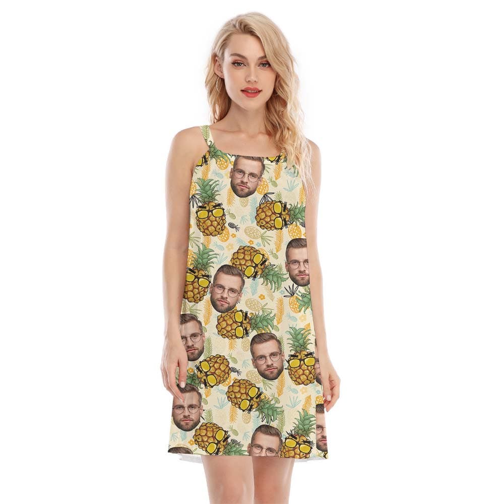 Face-Print Pineapple Tropical Cami Dress For Women3