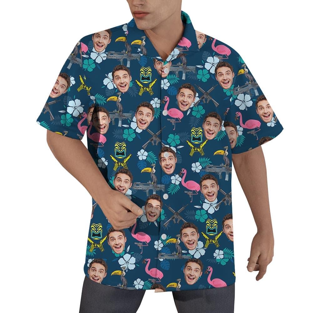 Flamingo Custom Face Matching Hawaiian Shirt Men