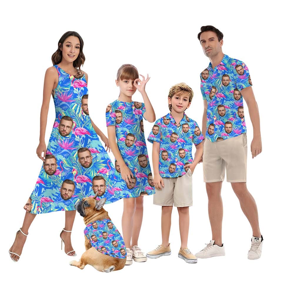 Flamingo Matching Family Hawaiian Outfits With Multiple Faces6