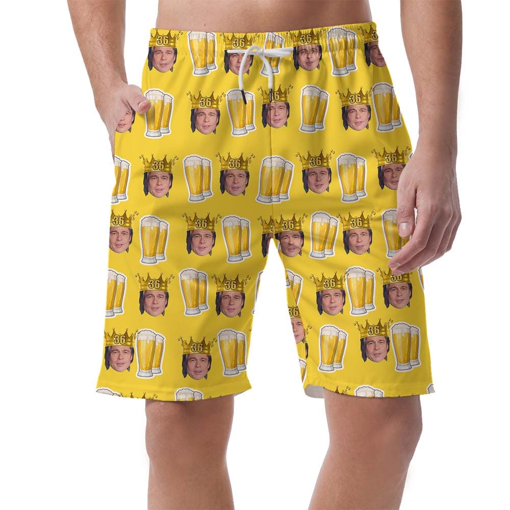 Funny Beer And Birthday King Men's Beach Shorts4