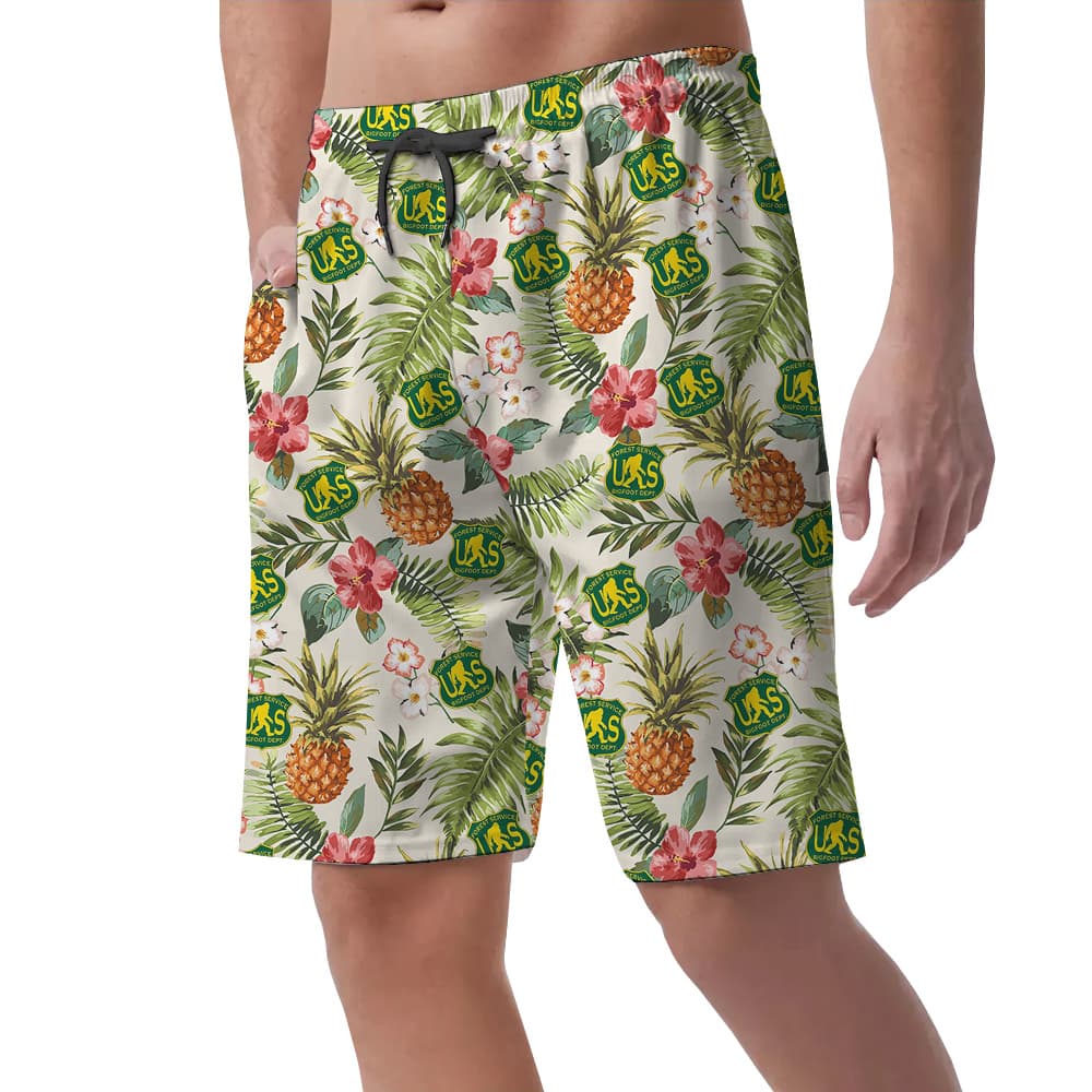 Funny Bigfoot Forest Green US Tropical Hawaiian Summer Shorts For Men
