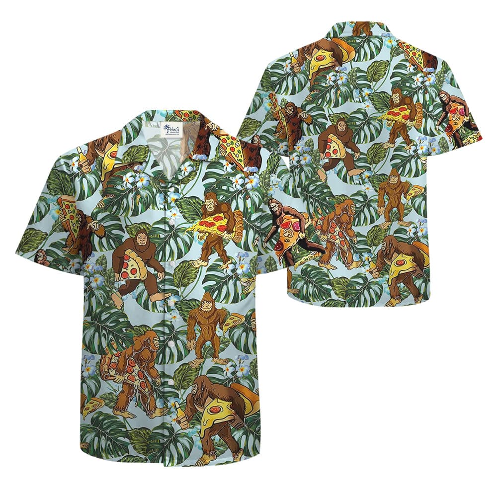 Funny Bigfoot Pizza Tropical Hawaiian Shirt