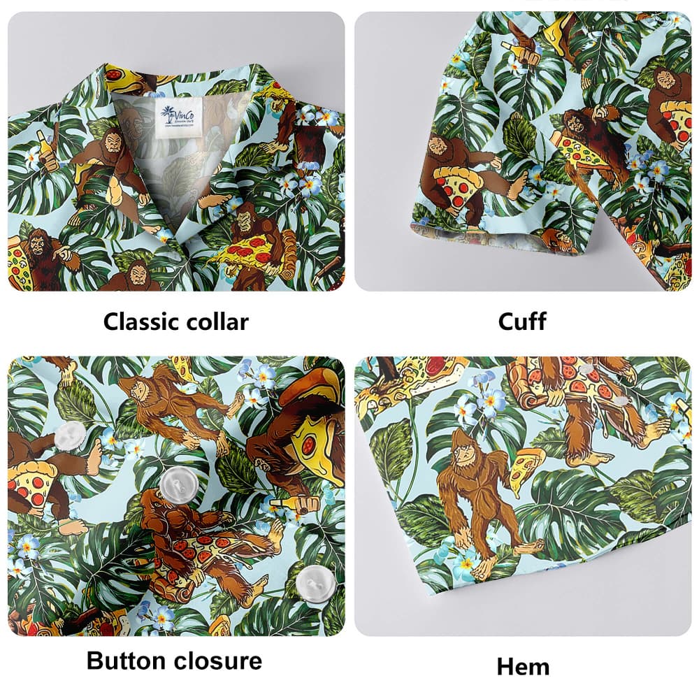 Funny Bigfoot Pizza Tropical Hawaiian Shirt