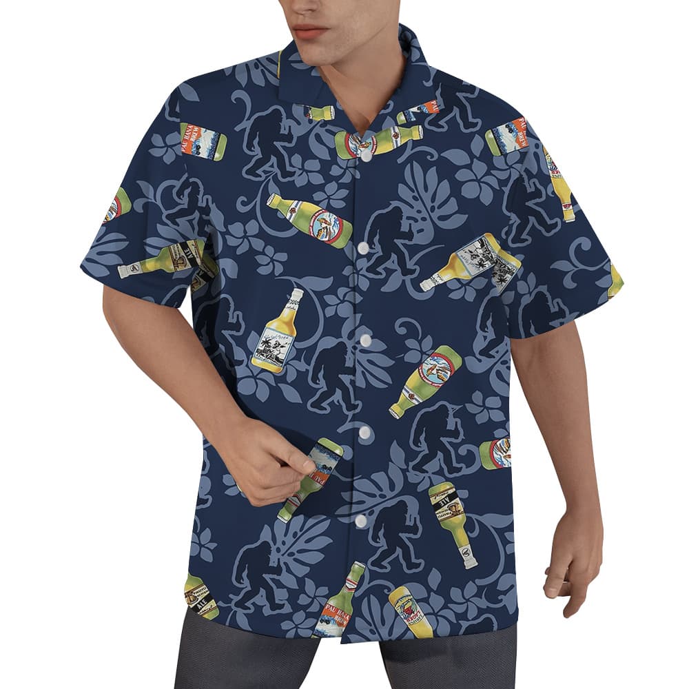 Funny Bigfoot With Beer Vintage Navy Aloha Shirt (5)