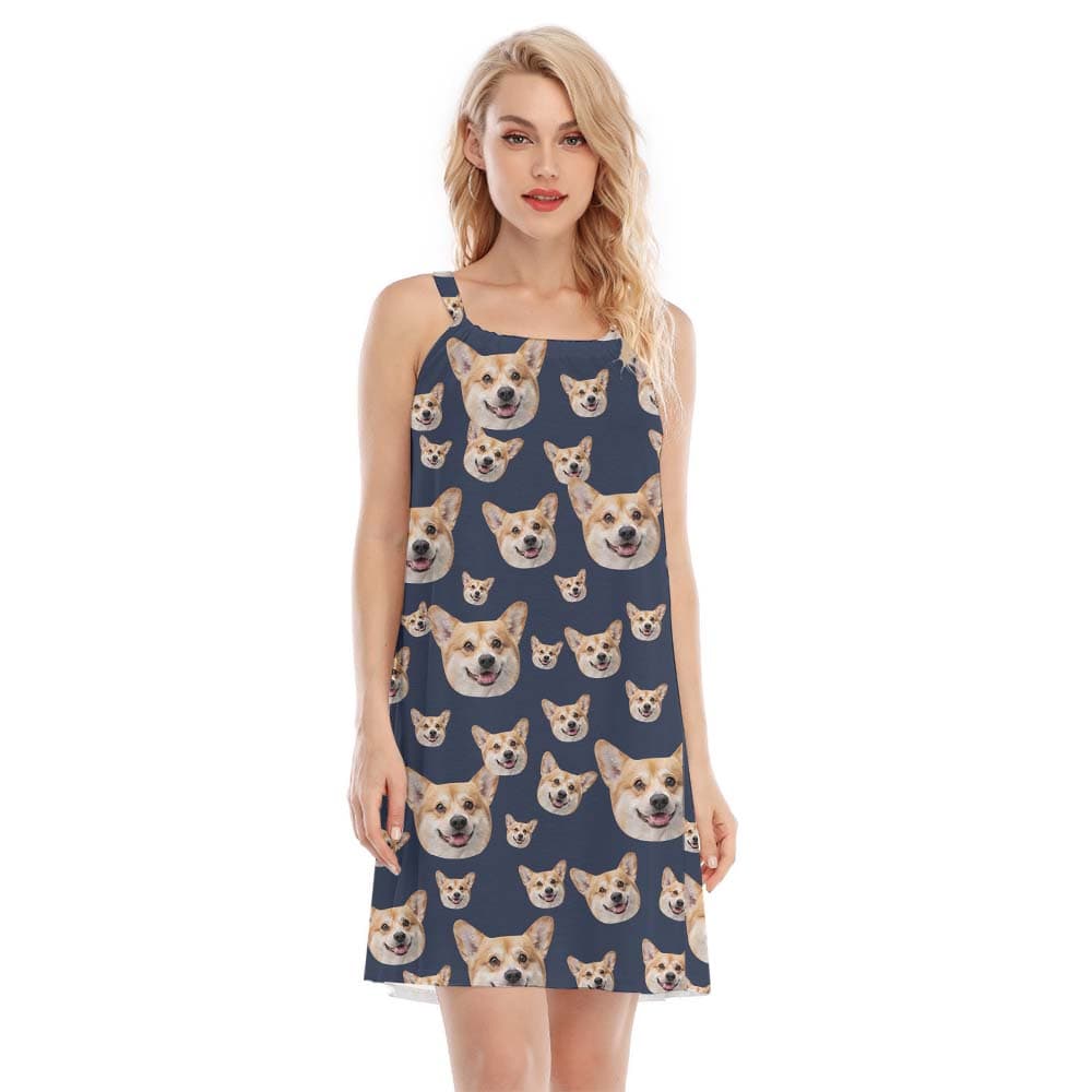 Funny Custom Dog Face Women Cami Dress1