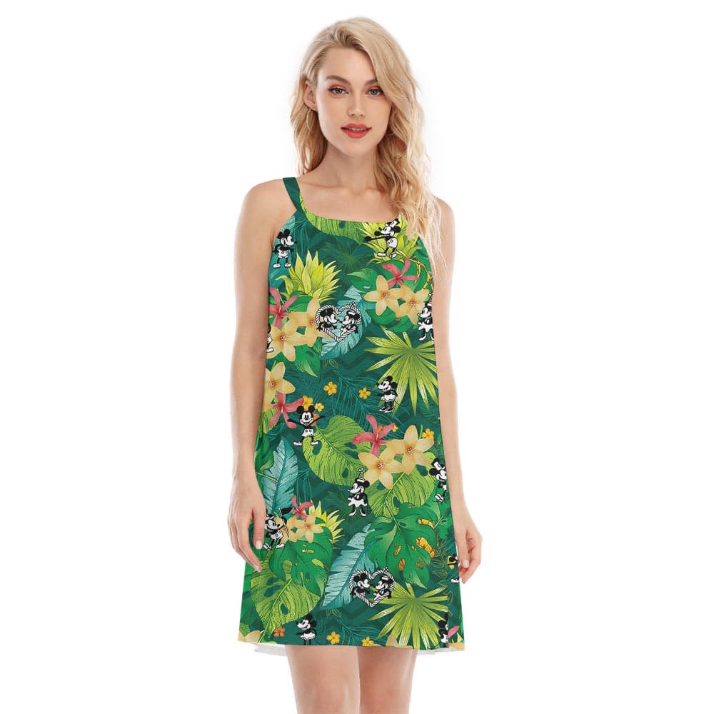 Funny Mickey Minnie Tropical Dress Steamboat Willie Cartoon