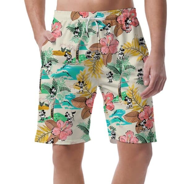 Funny Mickey Mouse Men's Summer Shorts Steamboat Willie