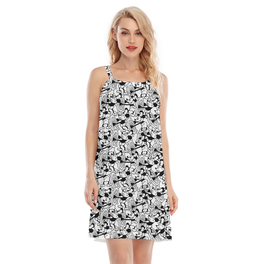 Funny Mickey Steamboat Willie Vintage Aloha Dress