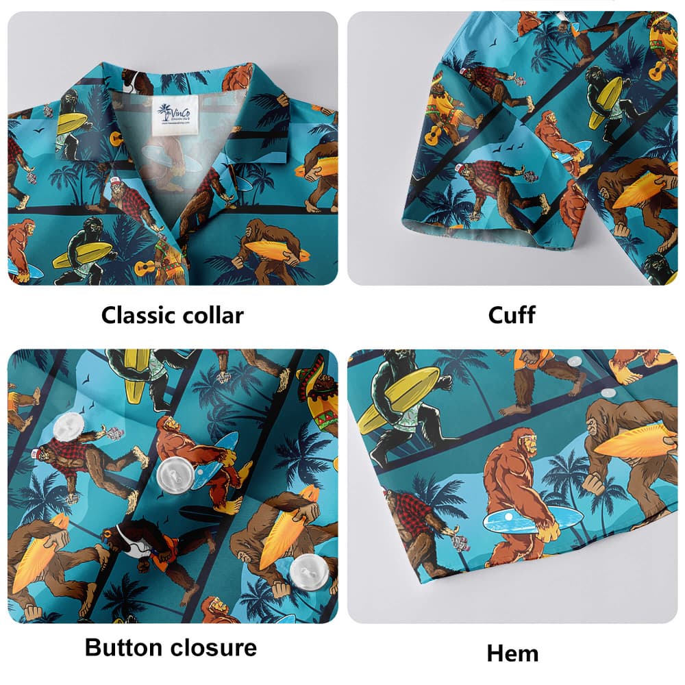 Funny Sasquatch Tropical Blue Aloha Shirt