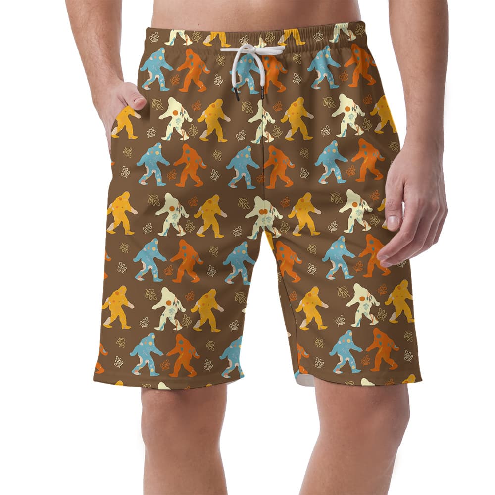Funny Sasquatch Vintage Hawaiian Beach Shorts For Men