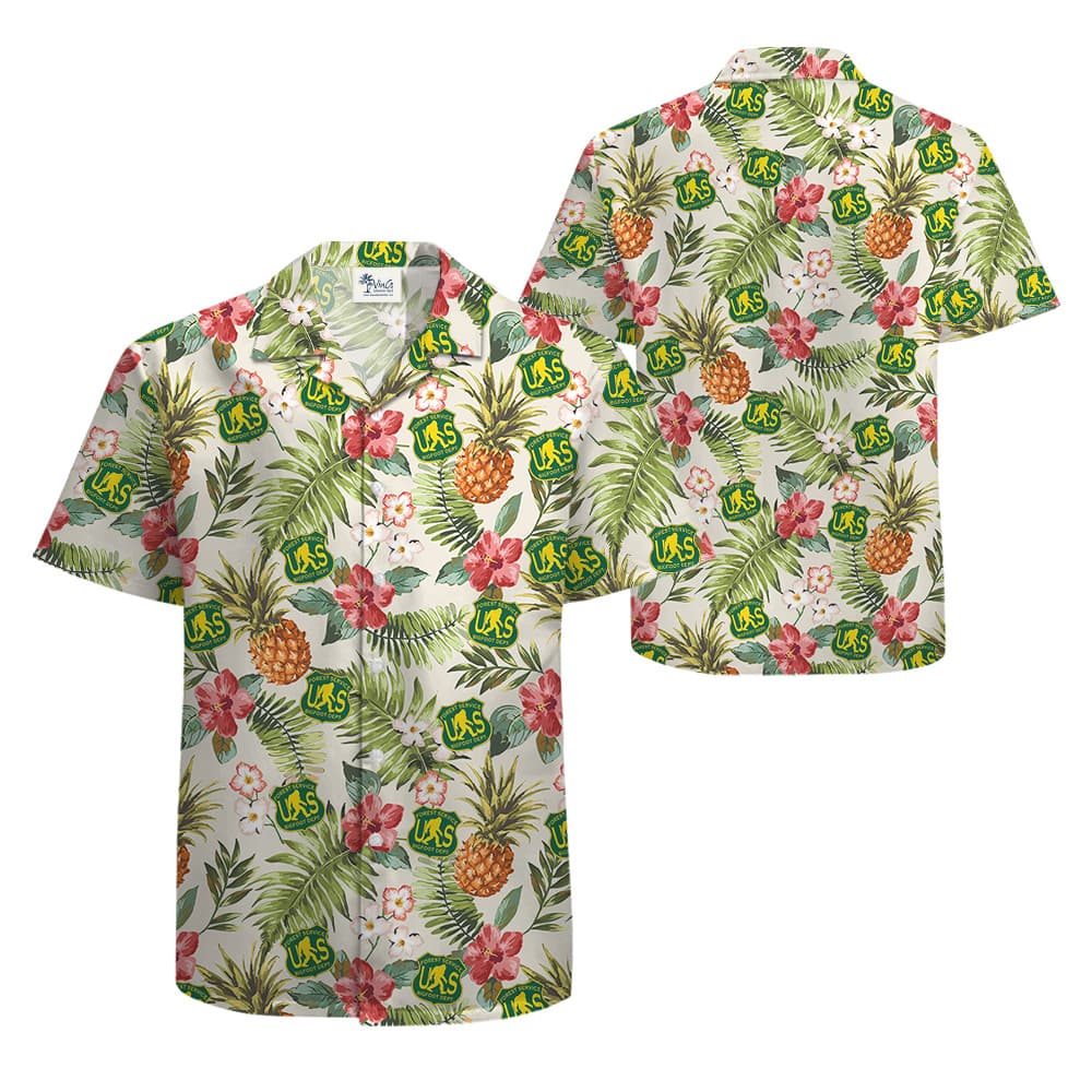 Funny US Forest Service Bigfoot Tropical Hawaiian Shirt
