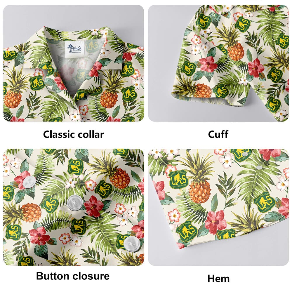 Funny US Forest Service Bigfoot Tropical Hawaiian Shirt