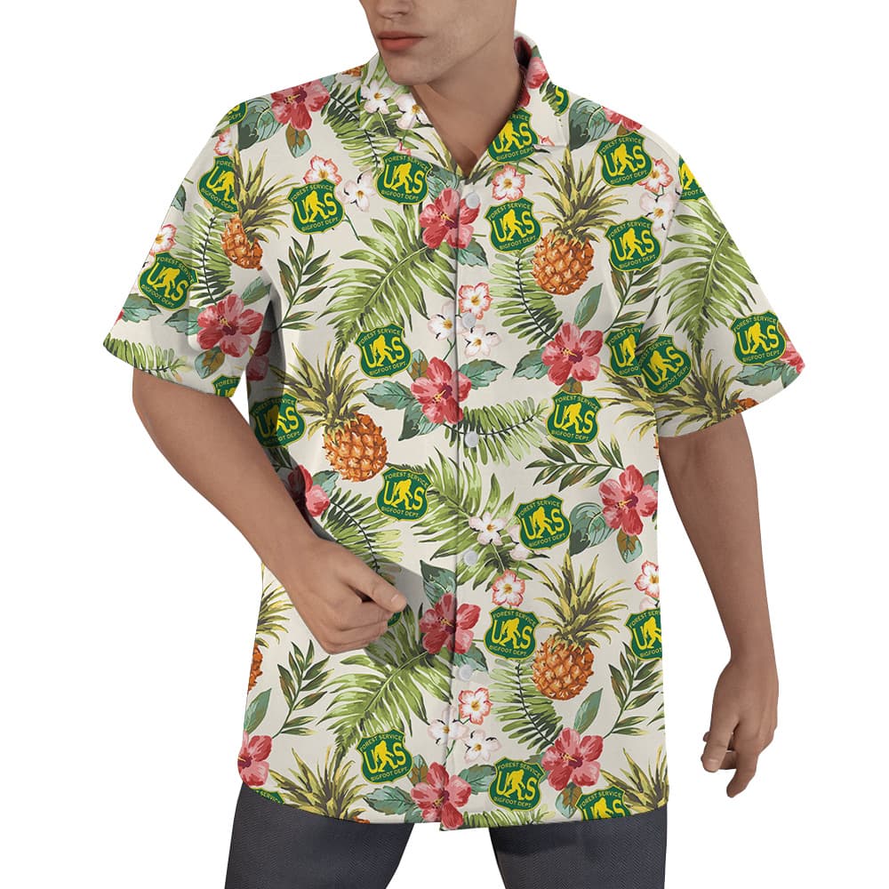 Funny US Forest Service Bigfoot Tropical Hawaiian Shirt (5)