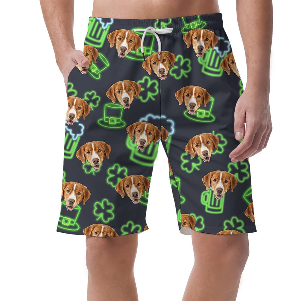 Hawaiian Men Short with Dog Face for St Patricks Day1