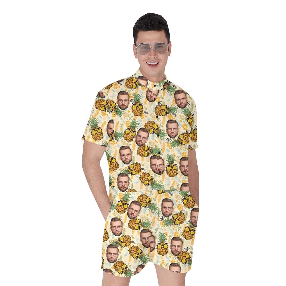 Hawaiian Pineapple Men's Romper with Custom Face1