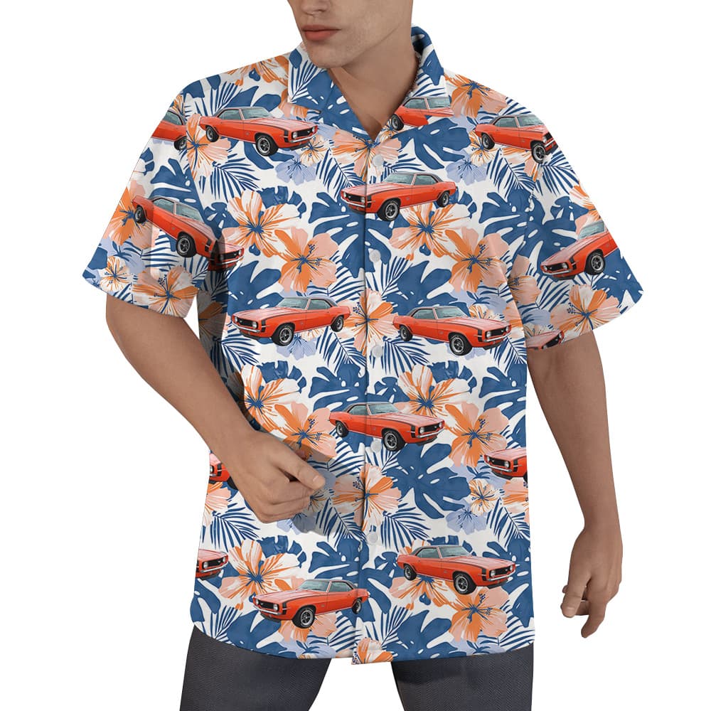 Hibiscus Ocean Custom Hawaiian Men Shirt with Car1
