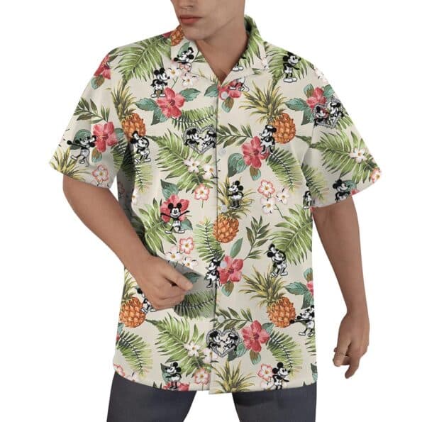 Hibiscus Pineapple Mickey Mouse Hawaiian Shirt Steamboat Willie