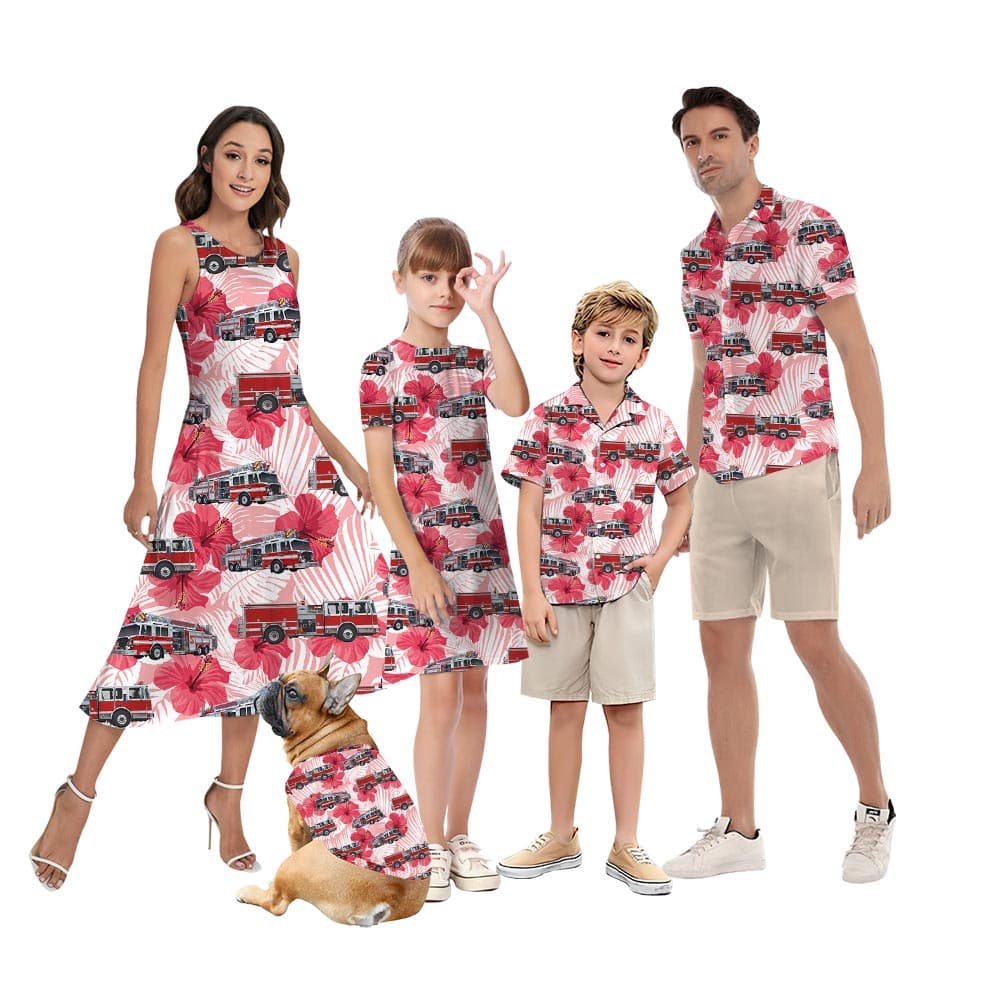 Family Hibiscus Flower Matching Summer Clothes