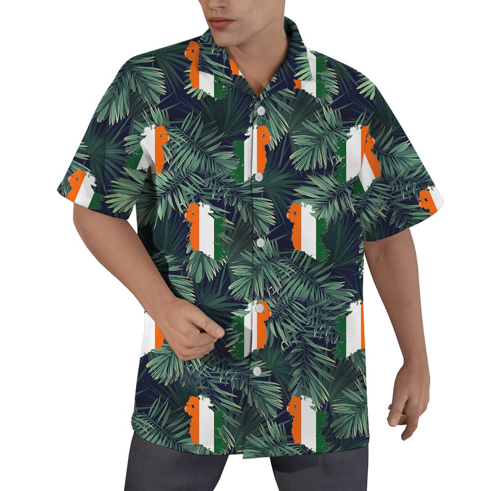 Irish Flag Tropical St. Patrick's Day Hawaiian Shirt for Men1