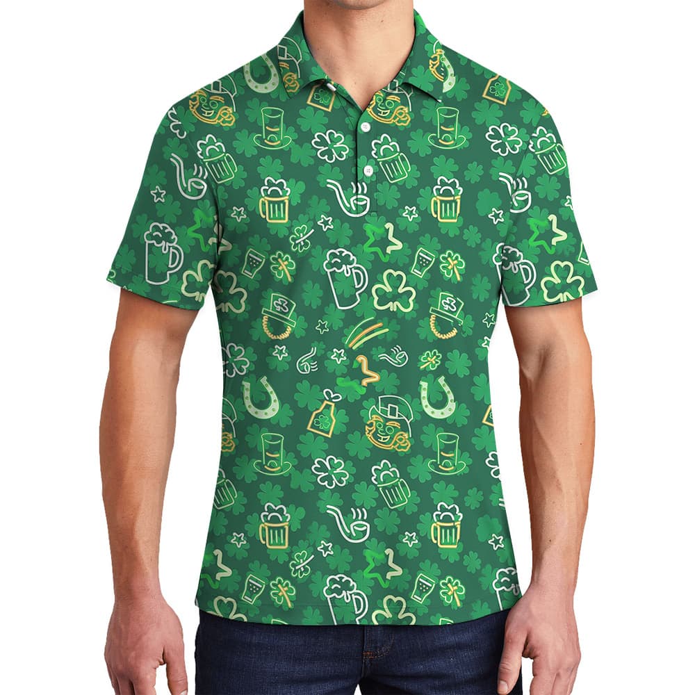Keep Calm and Irish On Hawaiian Polo Shirt for Men1