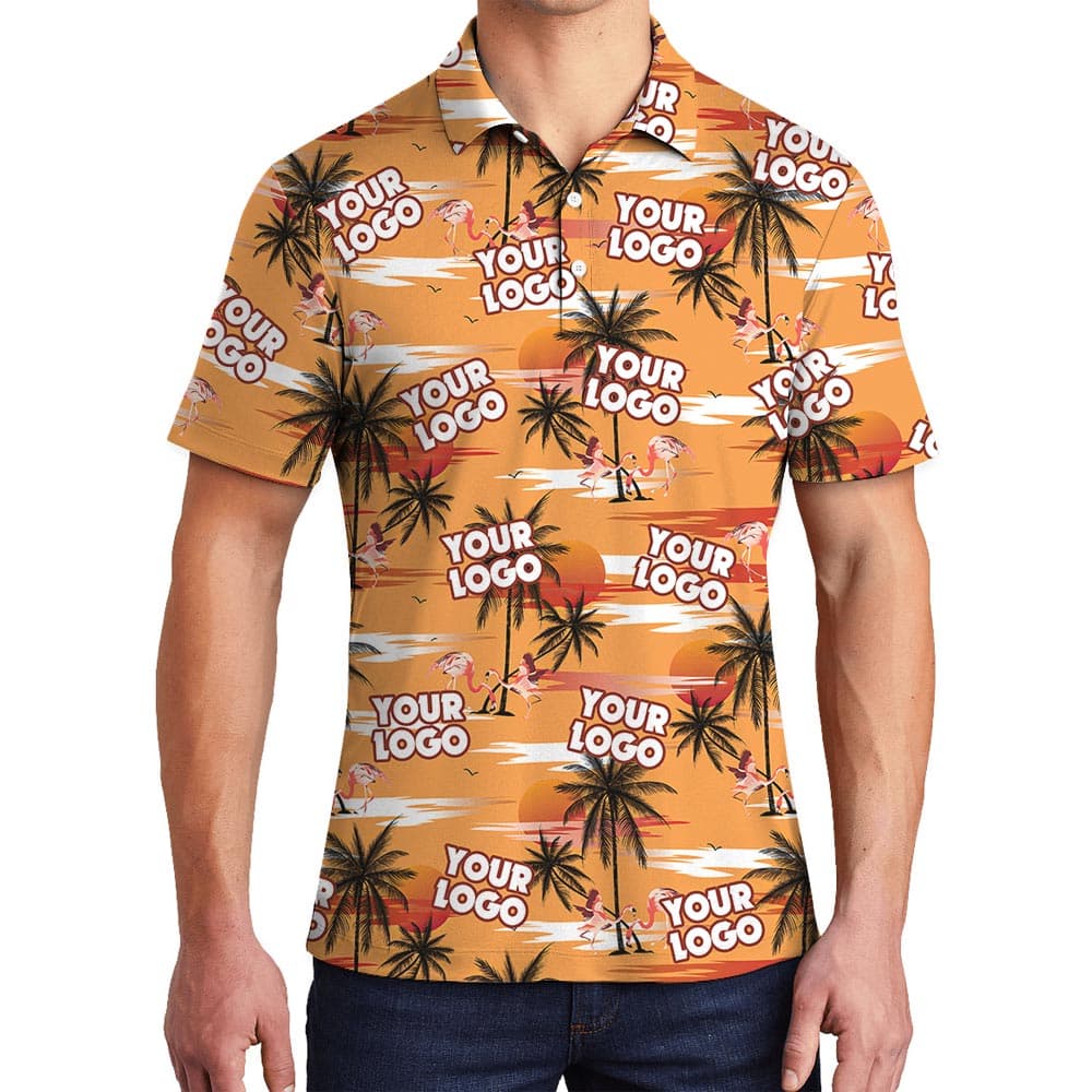 Men's Hawaiian Polo Custom Logo Team