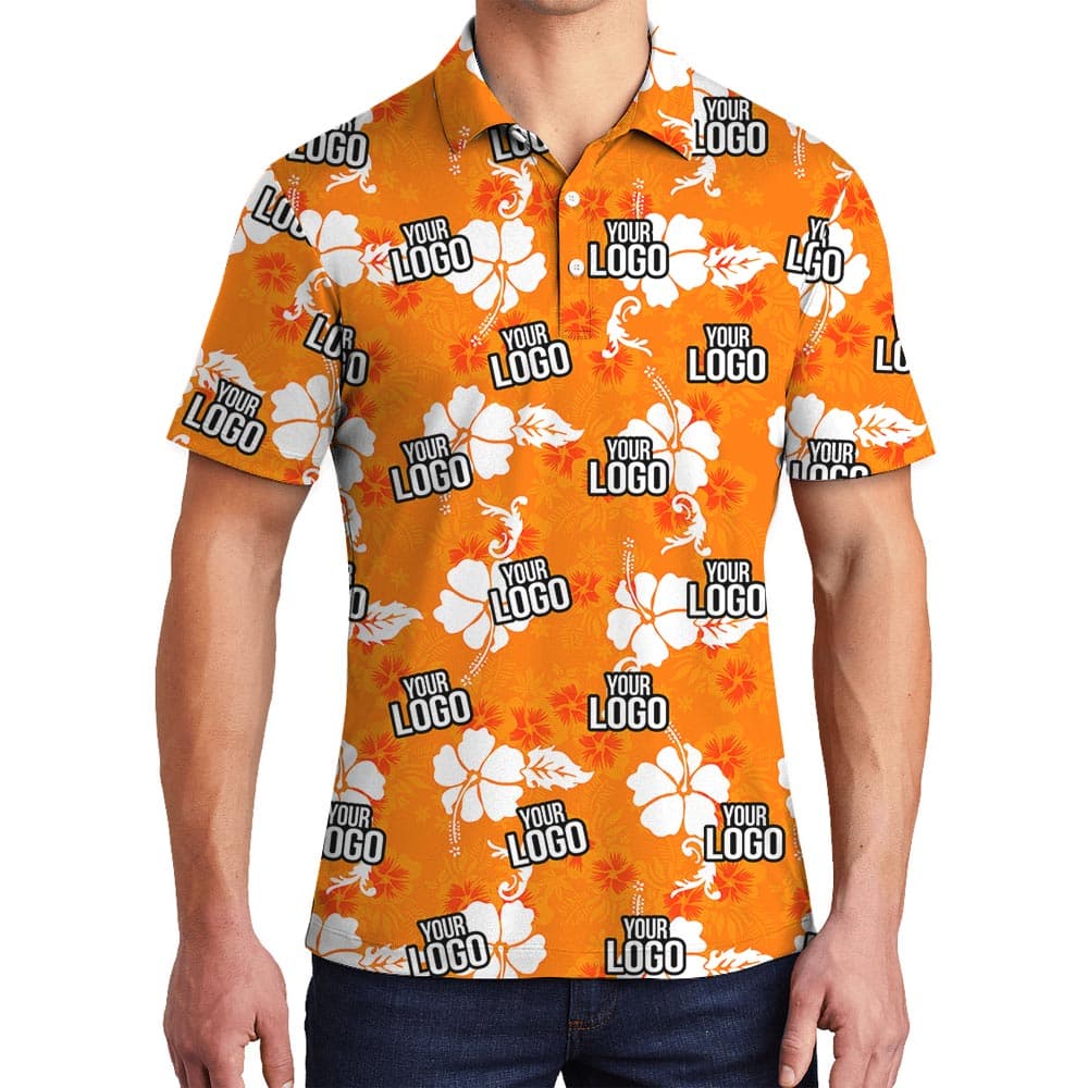 Logo Personalized Men's Polo Tropical Shirt Orange