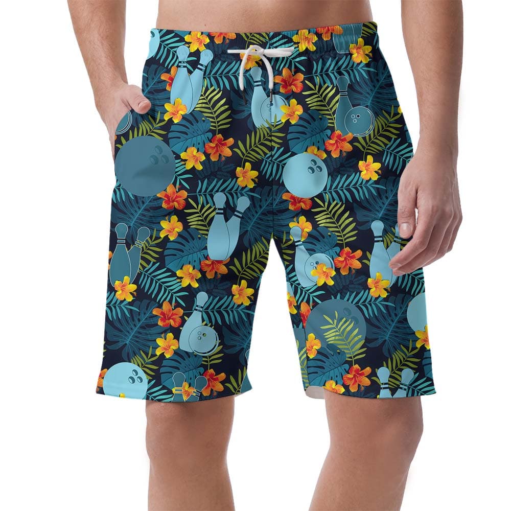 Men's Bowling Floral Tropical Beach Shorts1