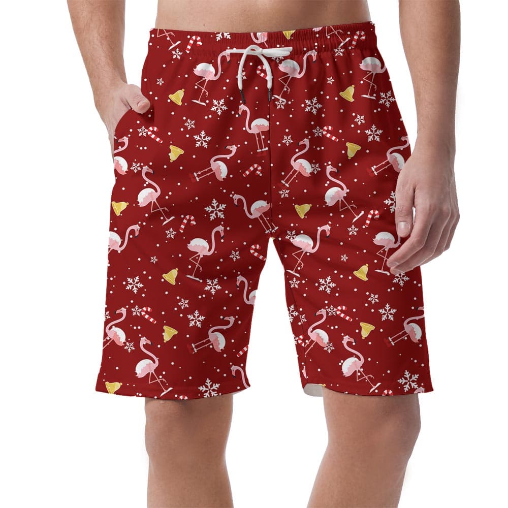 Men's Red Flamingo Christmas Shorts Hawaiian
