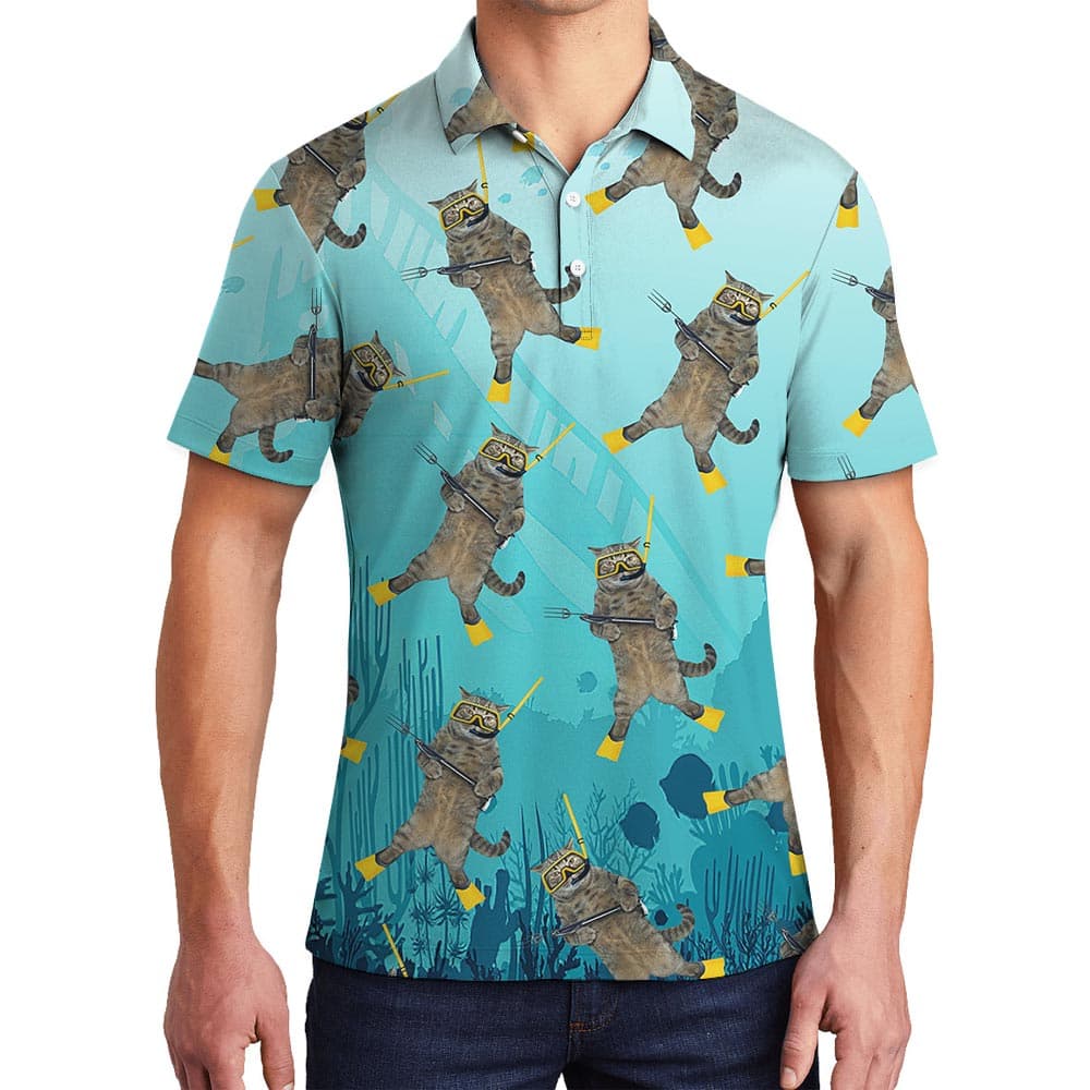 Meow Summer Hawaiian Polo Men