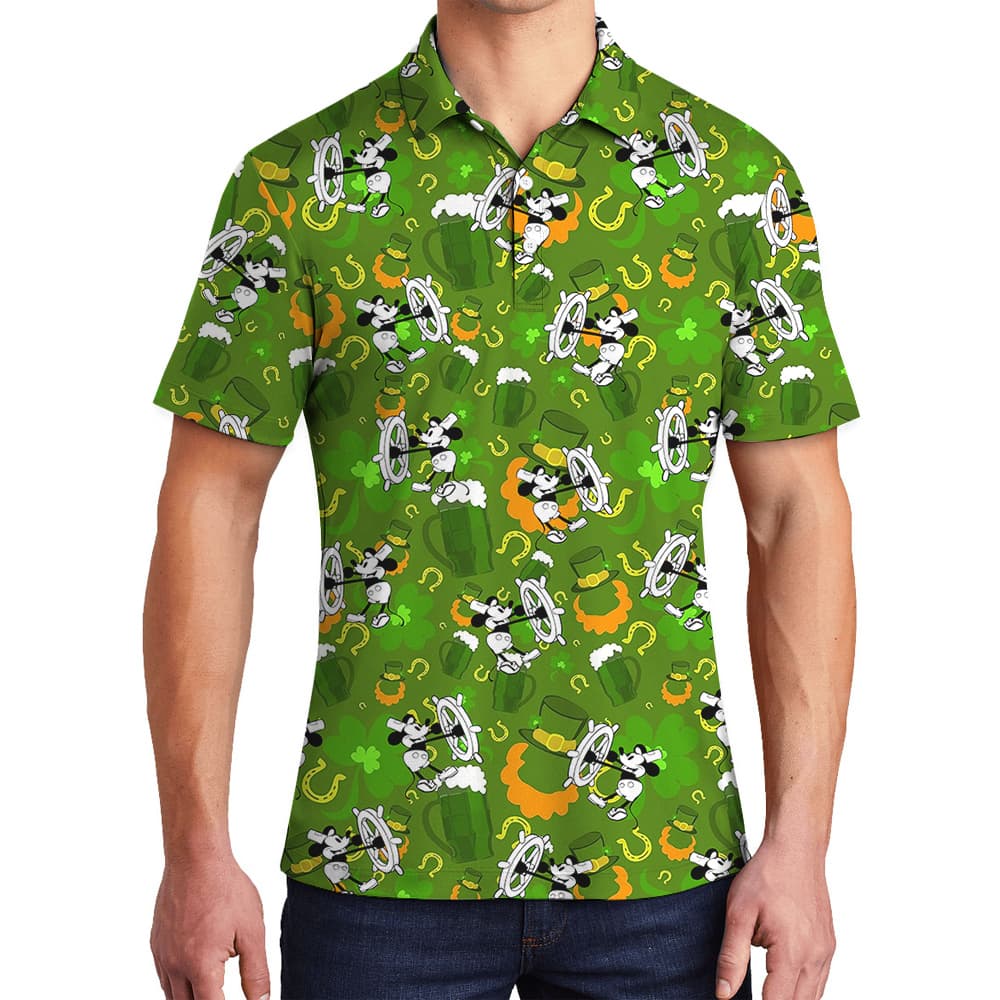 Mickey 1928 St. Paddy's Paradise Hawaiian Polo Shirt for Men1