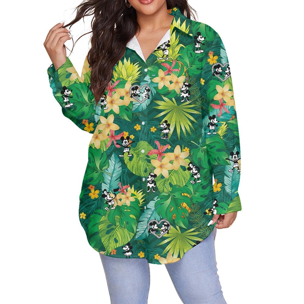 Mickey Minnie Plus Size Aloha Shirt Steamboat Willie