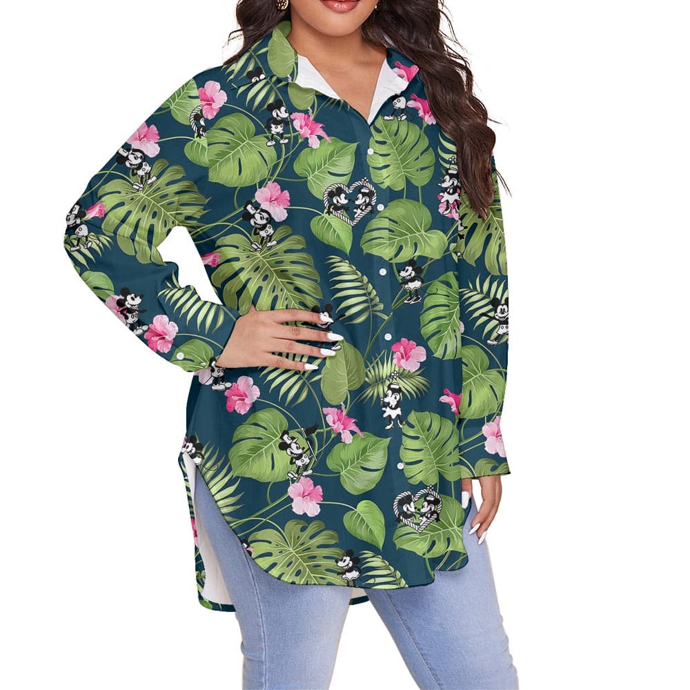 Mickey Minnie Plus Size Women's Hawaii Shirt Steamboat Willie