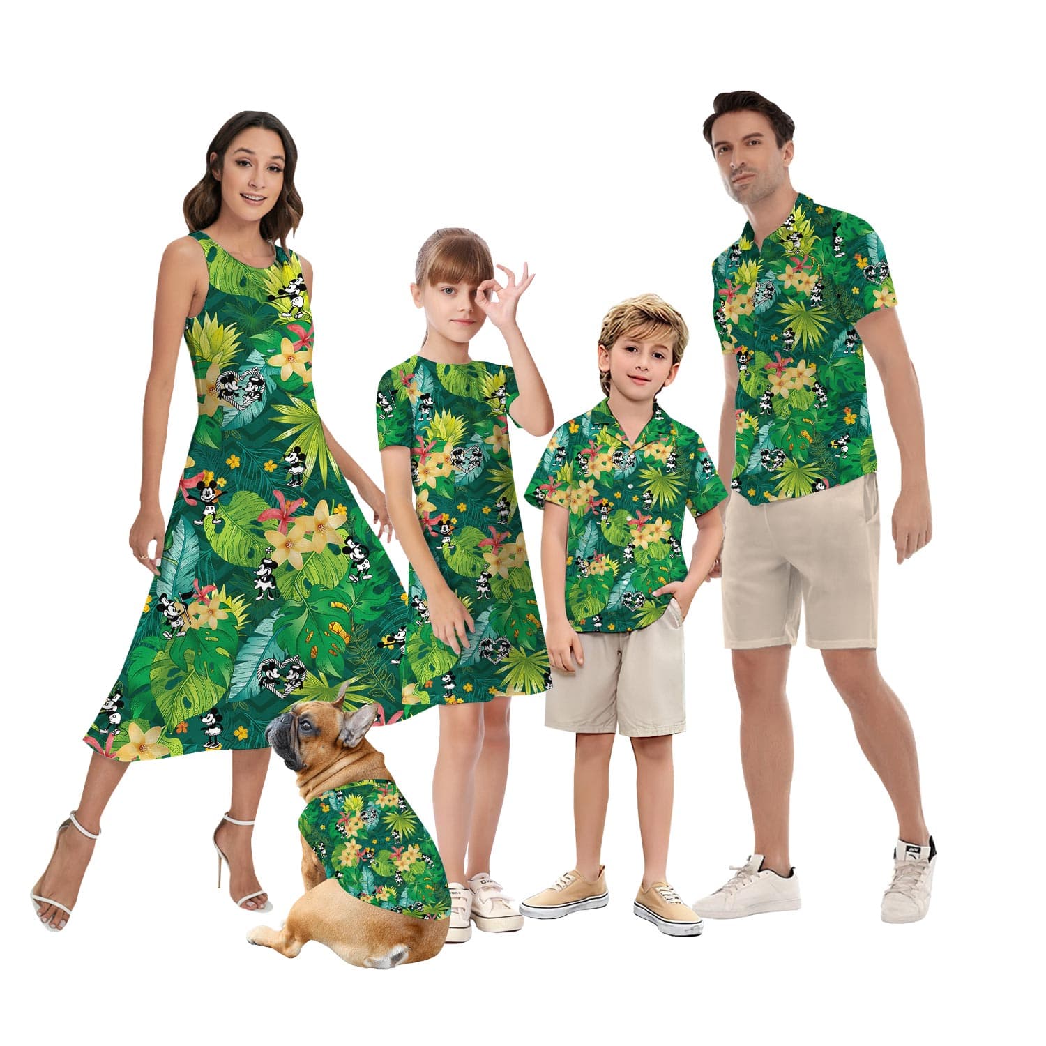 Mickey Mouse Steamboat Willie Matching Hawaiian Outfits For Family