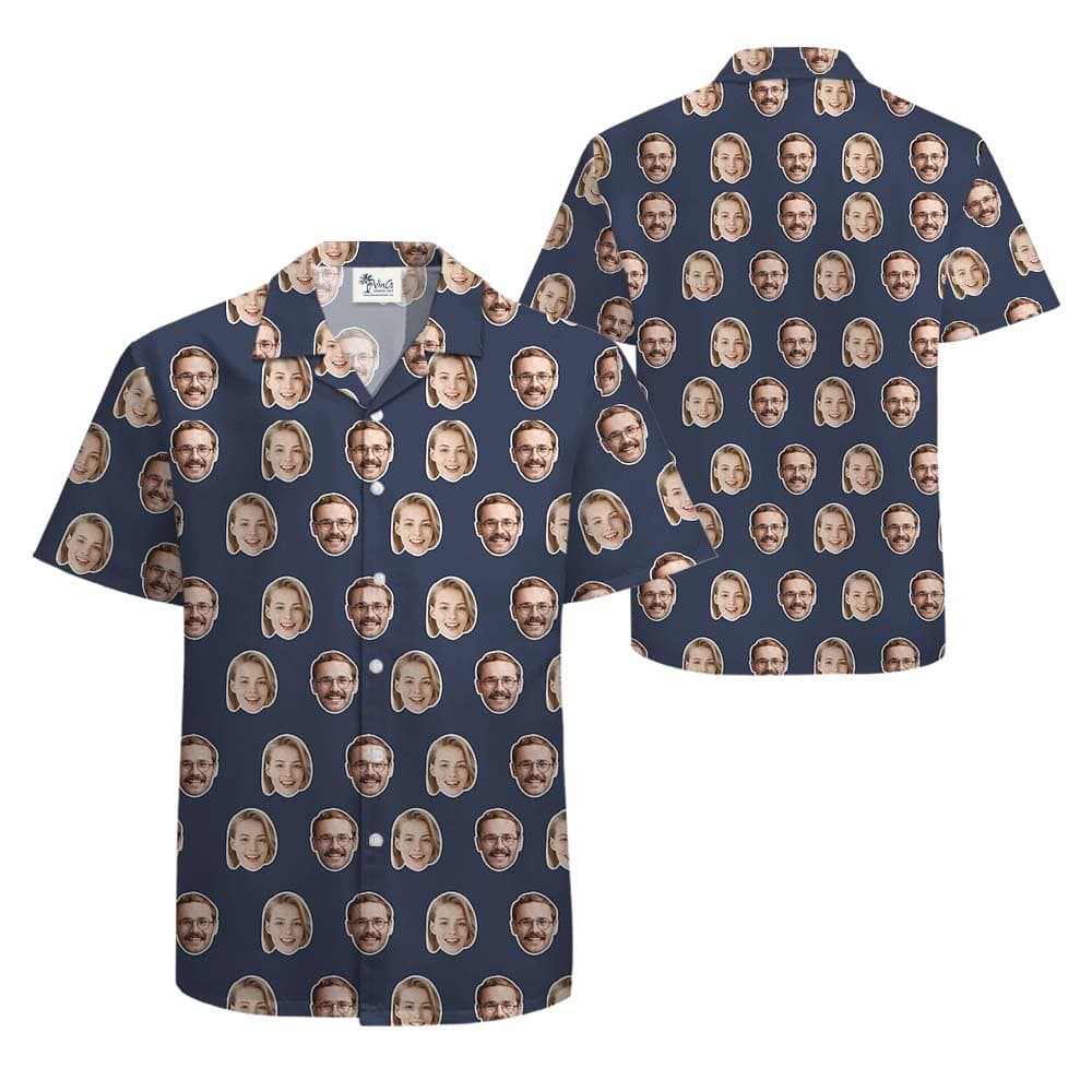Multiple Faces On Button Hawaiian Shirt For Men1