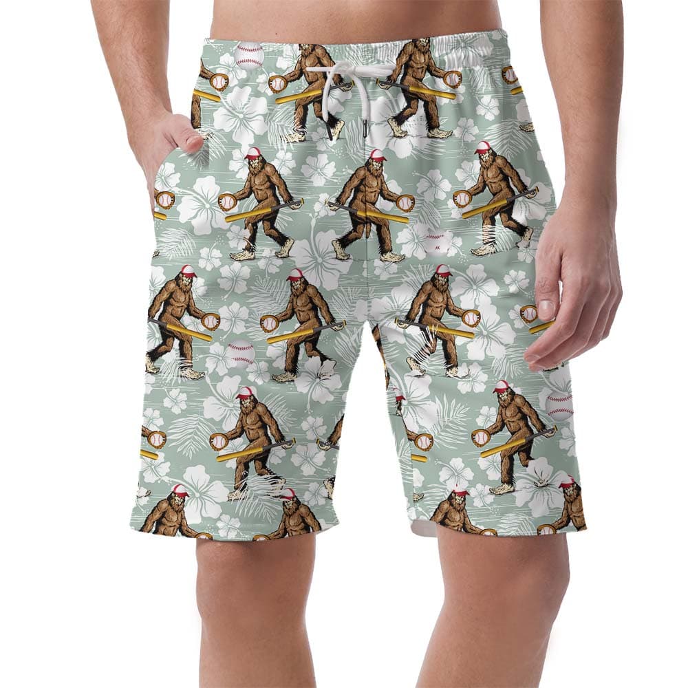 Novelty Bigfoot Baseball Men's Beach Shorts1