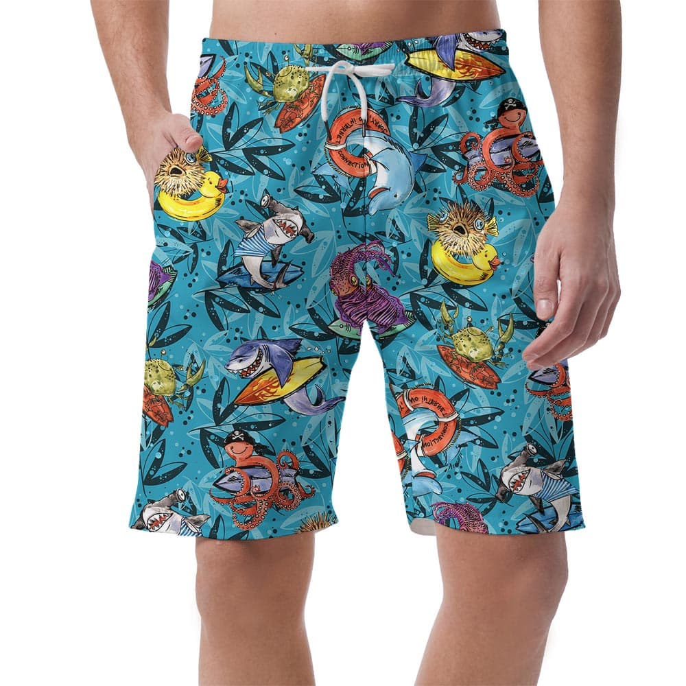 Hawaiian Shorts Men With Ocean Life