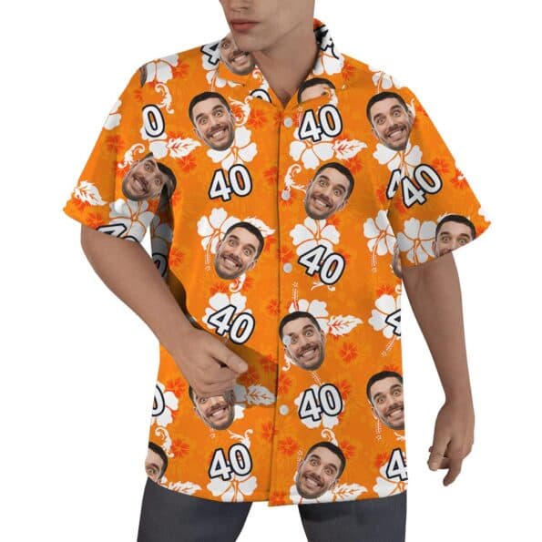Orange Custom Birthday Men's Aloha Shirt