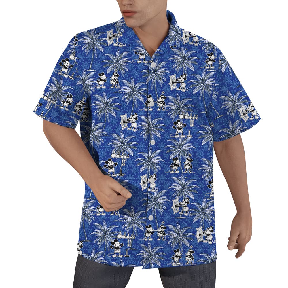 Palm Tree Mickey Steamboat Willie Hawaiian Men’s Shirt1