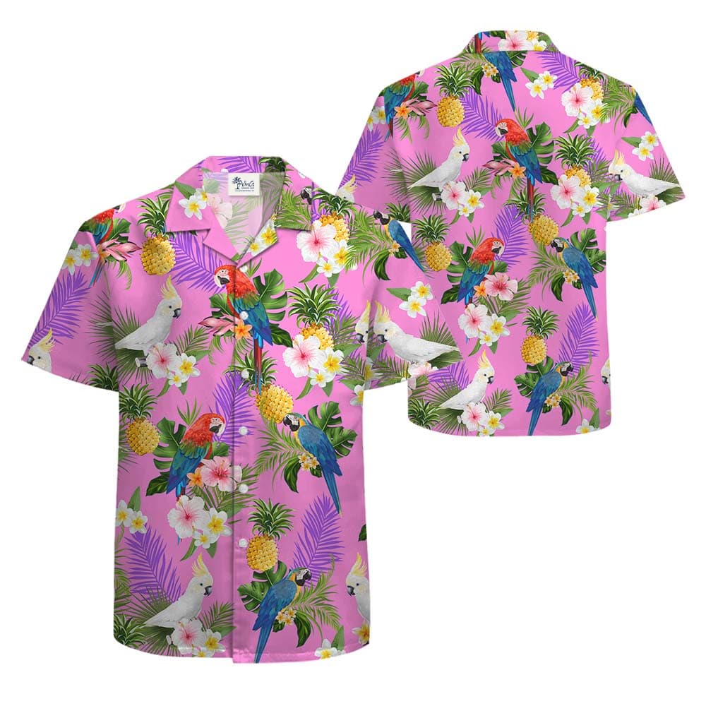 Parrot Tropical Pink Hawaiian Shirts1