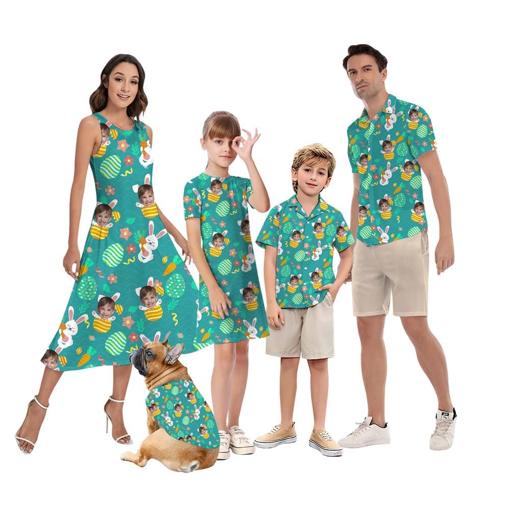 Personalized Face Easter Bunny Matching Hawaiian Shirt For Family And Dog5