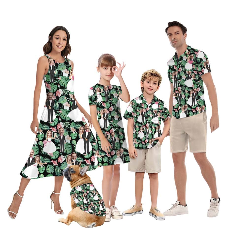 Personalized Face Hawaiian Wedding Anniversary Matching Family Hawaiian Outfits6