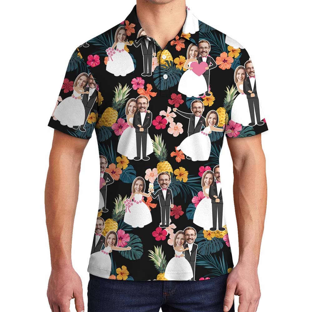 Personalized Face Pineapple Polo Shirts For Wedding1