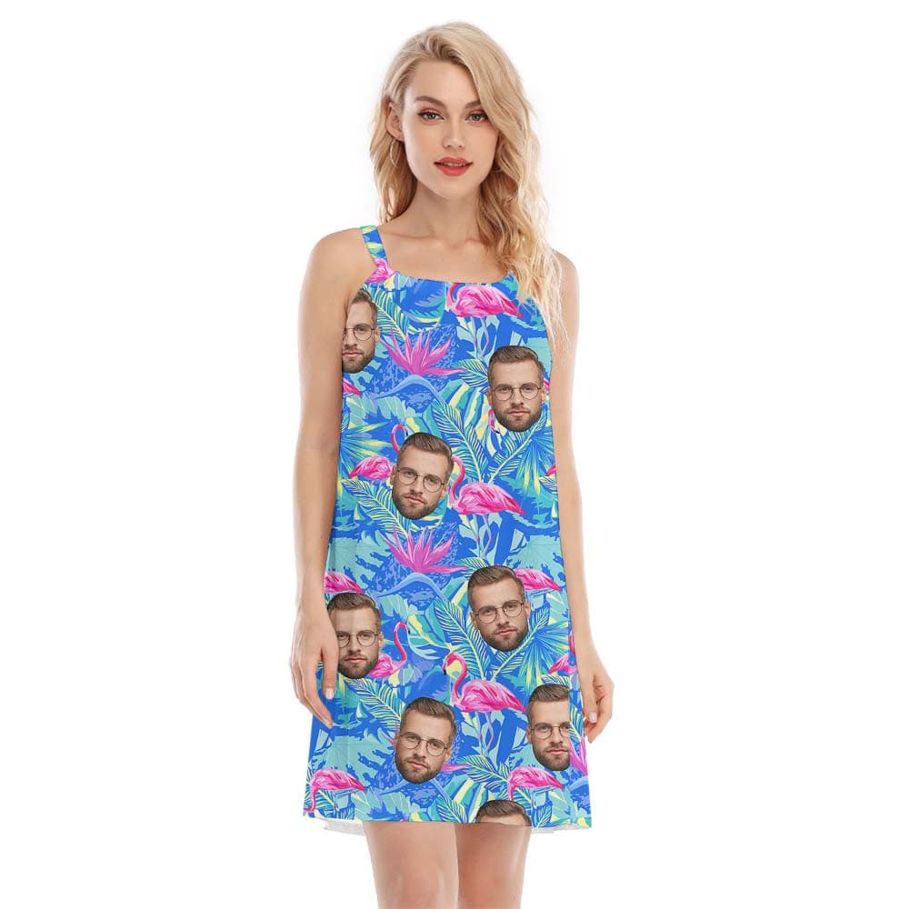Personalized Photo With Flamingo Women's Cami Dress3