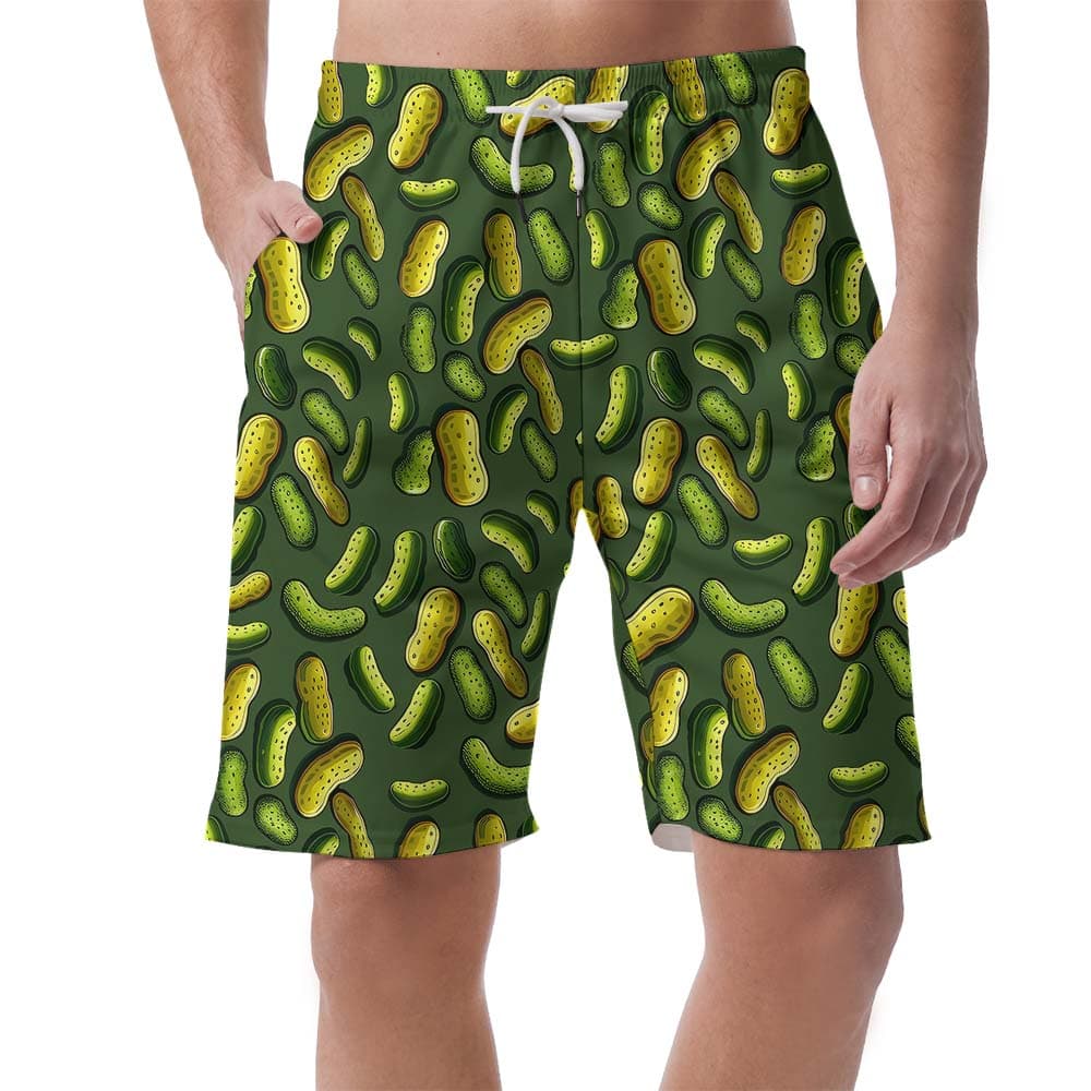 Pickle Green Tropical Men's Hawaiian Shorts4