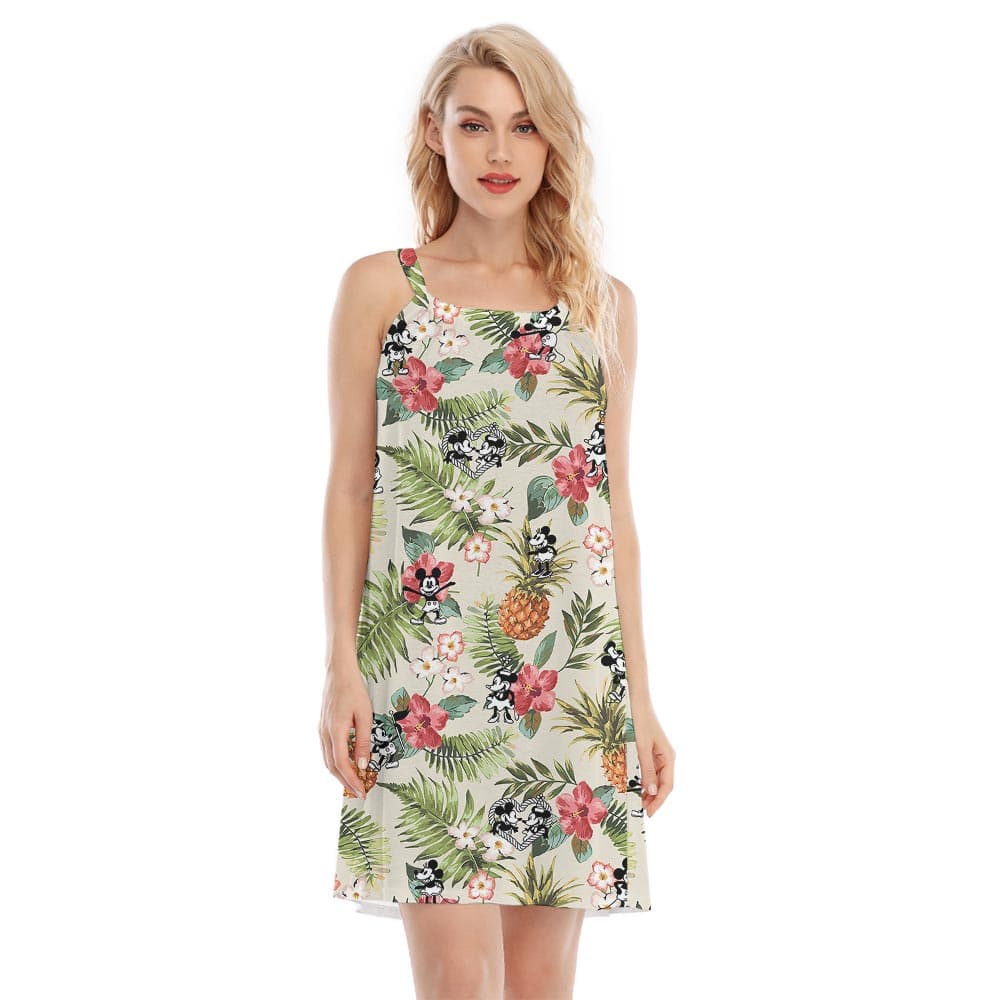 Pretty Mickey And Minnie Mouse Summer Aloha Dress Steamboat Willie