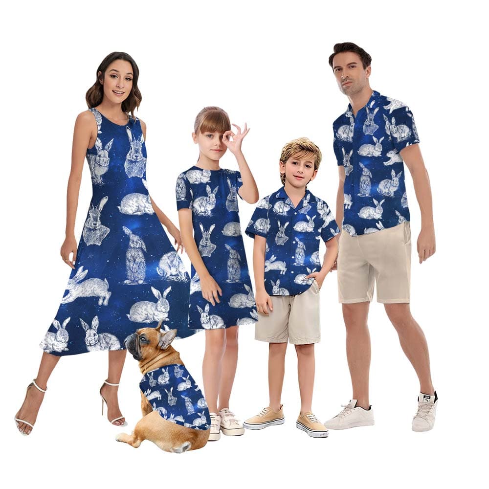 Rabbit Matching Family Hawaiian Shirts For Easter 5