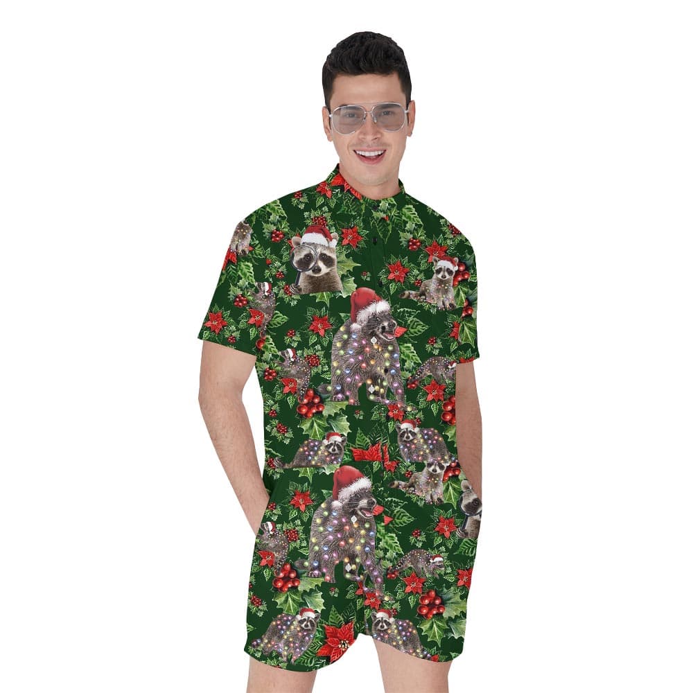 Hawaiian Matching Raccoon Men's Romper