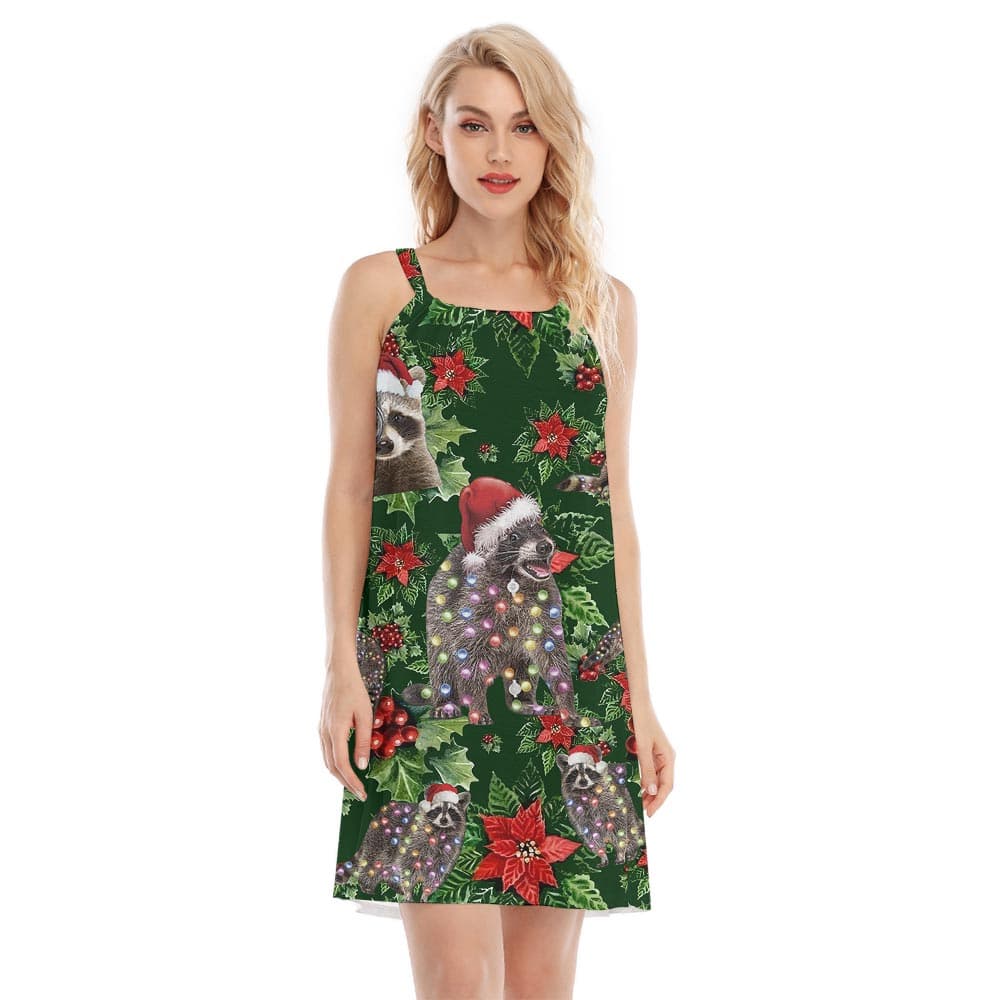 Funny Raccoon Matching Hawaiian Cami Dress