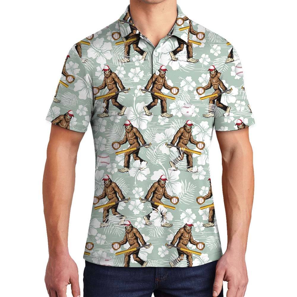 Sasquatch Baseball Tropical Men's Polo Shirt1