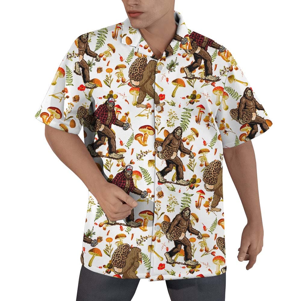 Sasquatch Mushroom Hawaiian Button Up Shirt1